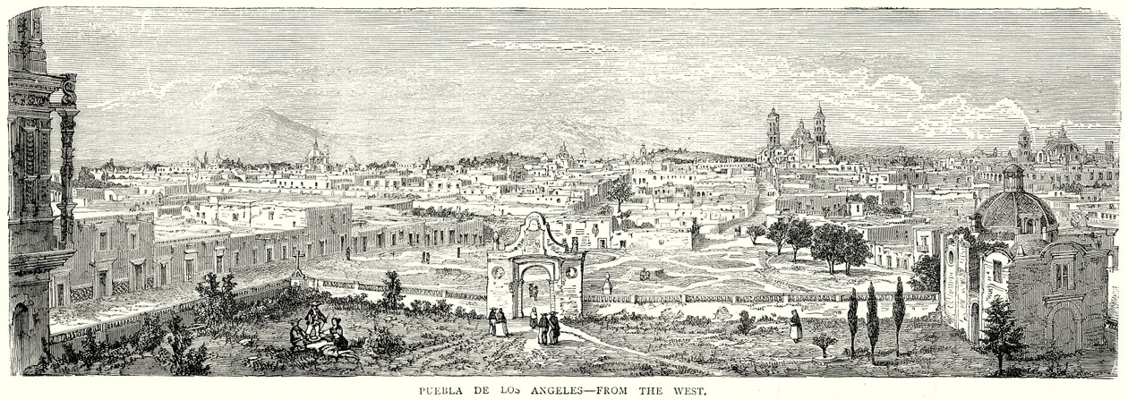 Puebla de Los Angeles – Fra vest (gravering) av English School