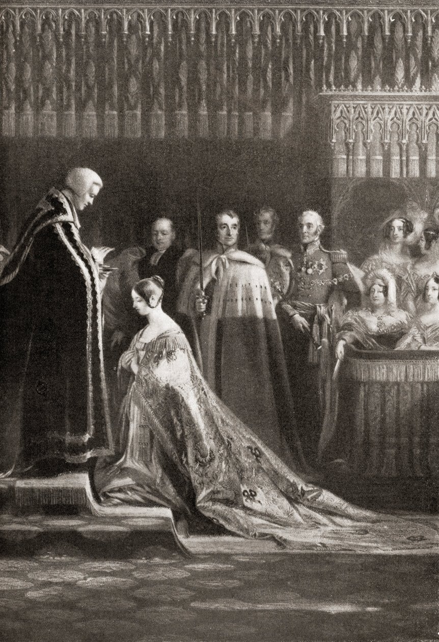 Dronning Victoria (1819-1901) mottok det hellige sakramentet etter sin kroning av English School
