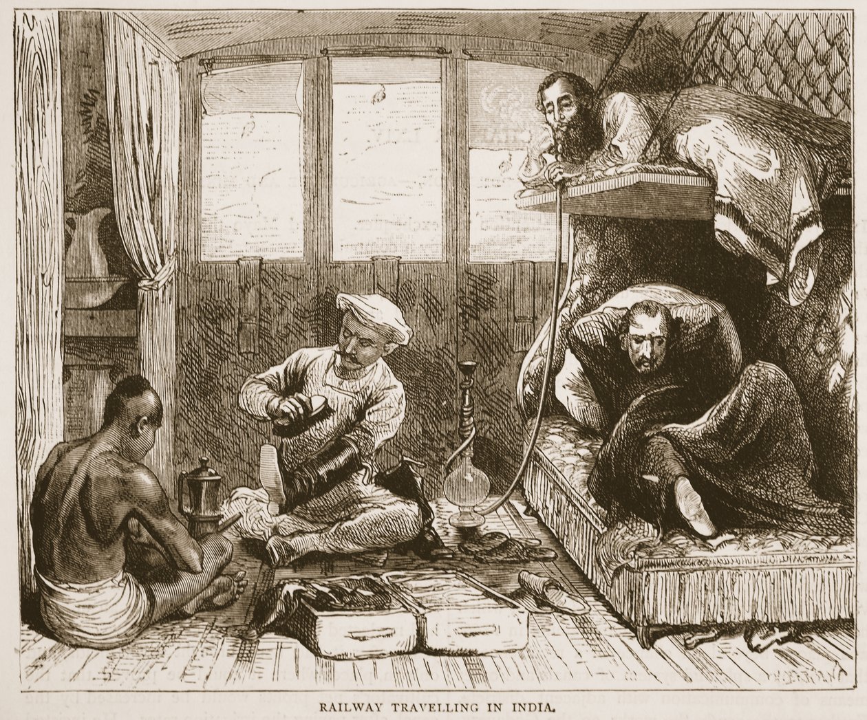 Railway Traveling in India, illustrasjon fra Cassells Illustrated History of England av English School