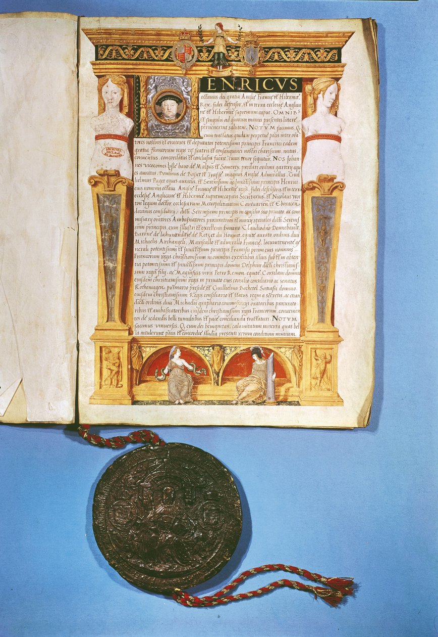 Ratifikasjon av Henry VIII (1491-1547) av Ardres-traktaten, 17. juli 1546 av English School