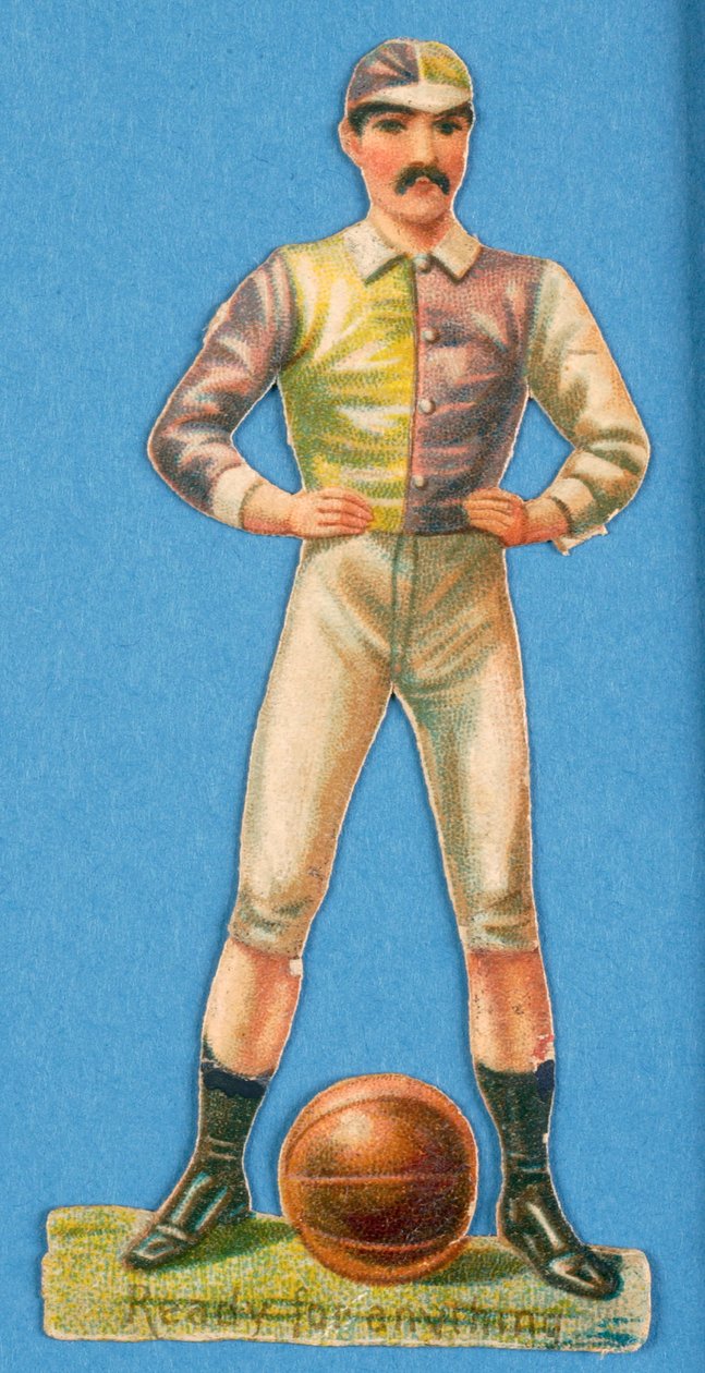 Klar for alt?, utklipp av en fotballspiller, 1880-90-tallet av English School