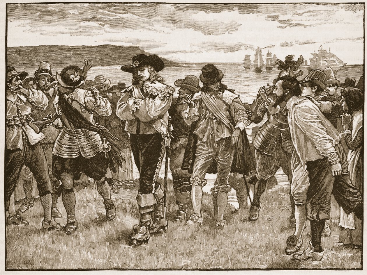 Mottak av Viscount Wimbledon i Plymouth, illustrasjon fra Cassells Illustrated History of England (sepiafoto) av English School
