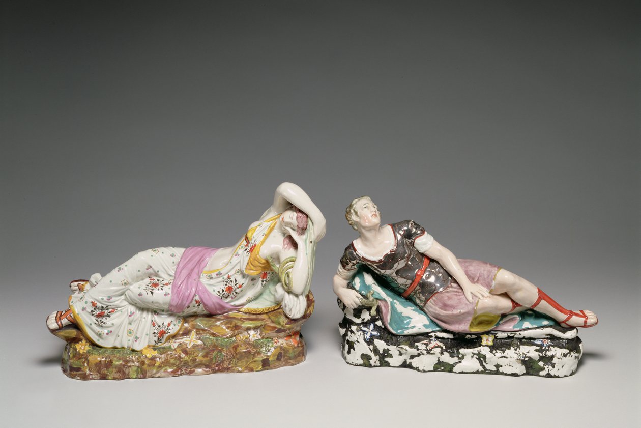Liggende figurer av Cleopatra (69-30 f.Kr.) og Mark Antony (ca. 82-30 f.Kr.), Staffordshire, ca. 1810-20 (perlevare) av English School