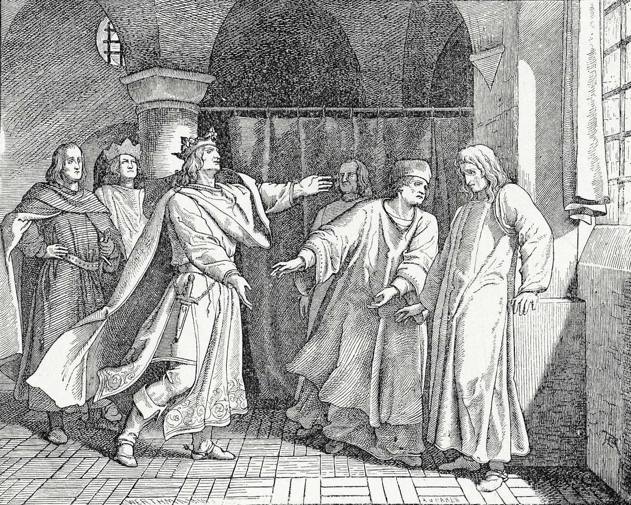Forsoning av Louis IV, romernes konge, med Fredrik den fagre, konge av Tyskland i 1325, 1882 av English School
