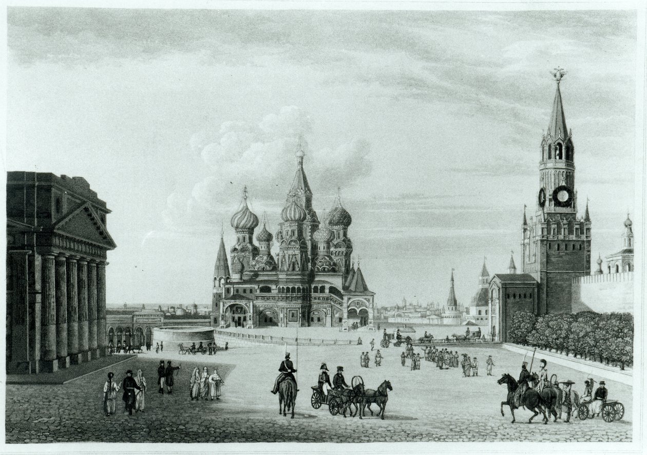 Røde plass, Moskva, fra The Character of the Russians and a Detailed History of Muscovy av Robert Lyall, utgitt 1823 av English School