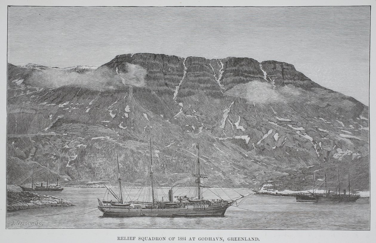 Relief Squadron of 1884 på Godhavn, Grønland, pub. London 1886 av English School