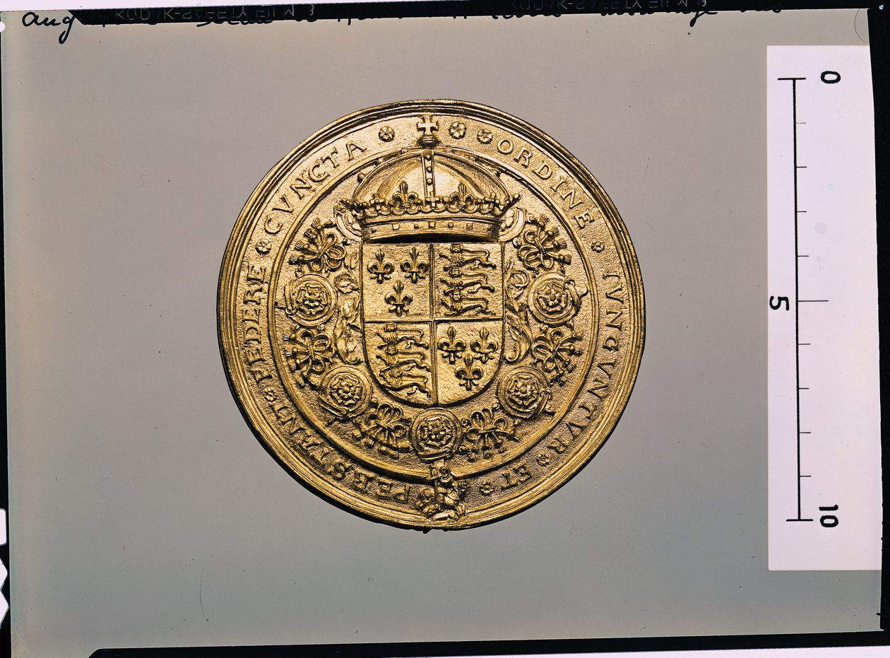 Baksiden av seglet til Henry VIII (1491-1547) (gull) (for forside se 183056) av English School