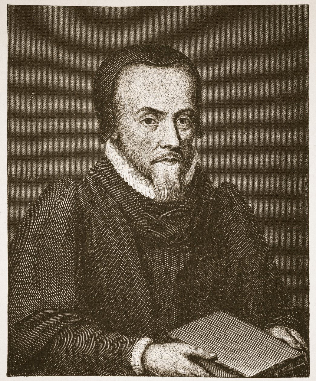 Richard Hooker, illustrasjon fra The Church of England: A History for the People av H.D.M. Spence-Jones, pub. ca. 1910 (sepia-bilde) av English School