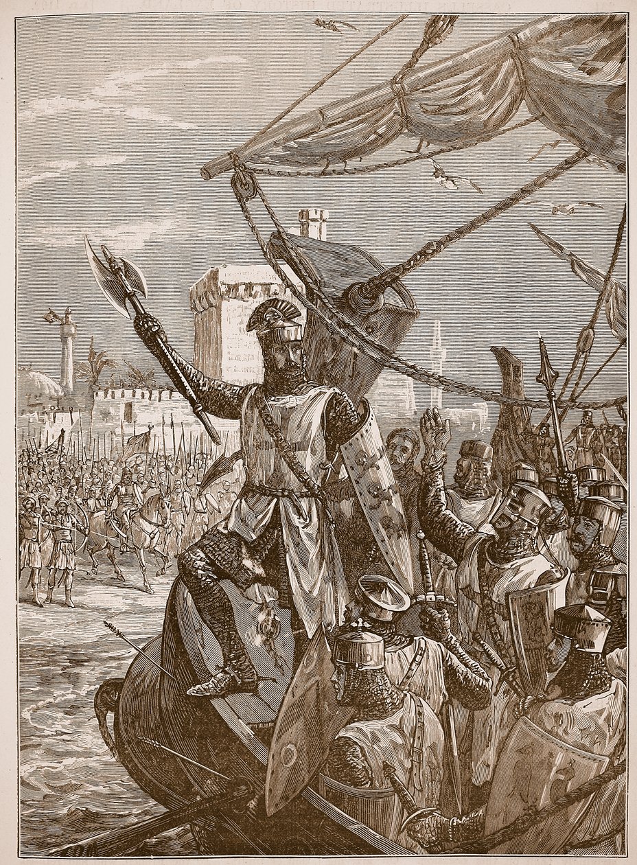 Richard lander i Jaffa, illustrasjon fra Cassells Illustrated History of England (sepiafoto) av English School