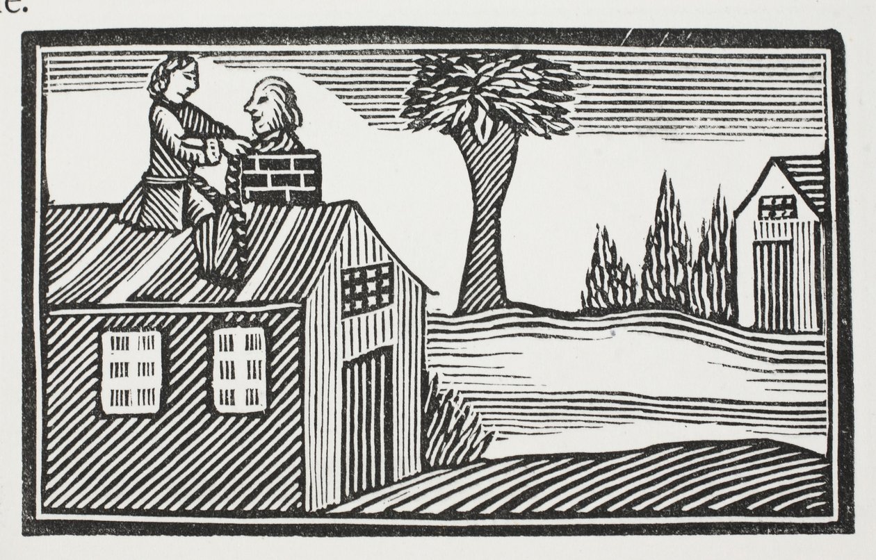 Røver huset for baconet, illustrasjon fra Chap-books of the Eighteenth Century av John Ashton, pub. 1882 av English School