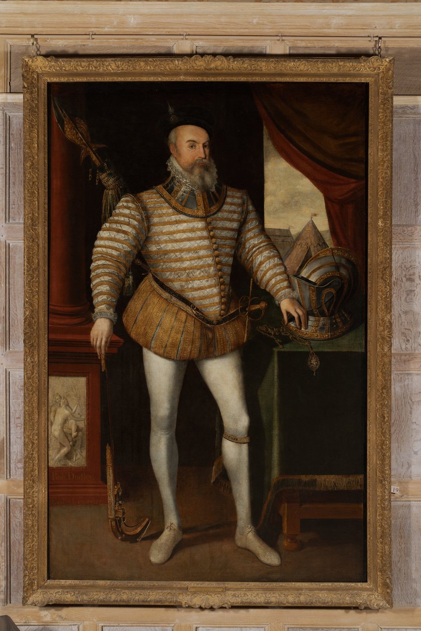 Robert Dudley, jarl av Leicester, ca. 1532-88 (olje på lerret) av English School
