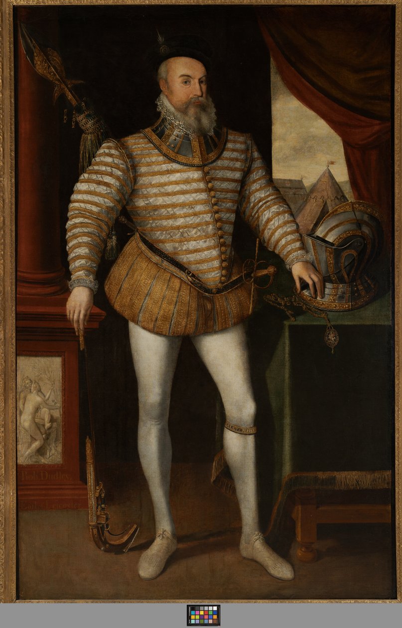 Robert Dudley, jarl av Leicester, ca. 1532-88 (olje på lerret) av English School