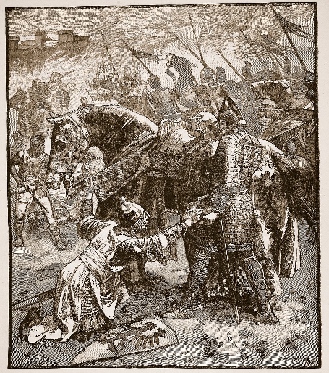 Robert ber faren om unnskyldning, illustrasjon fra Cassells Illustrated History of England (sepiafoto) av English School