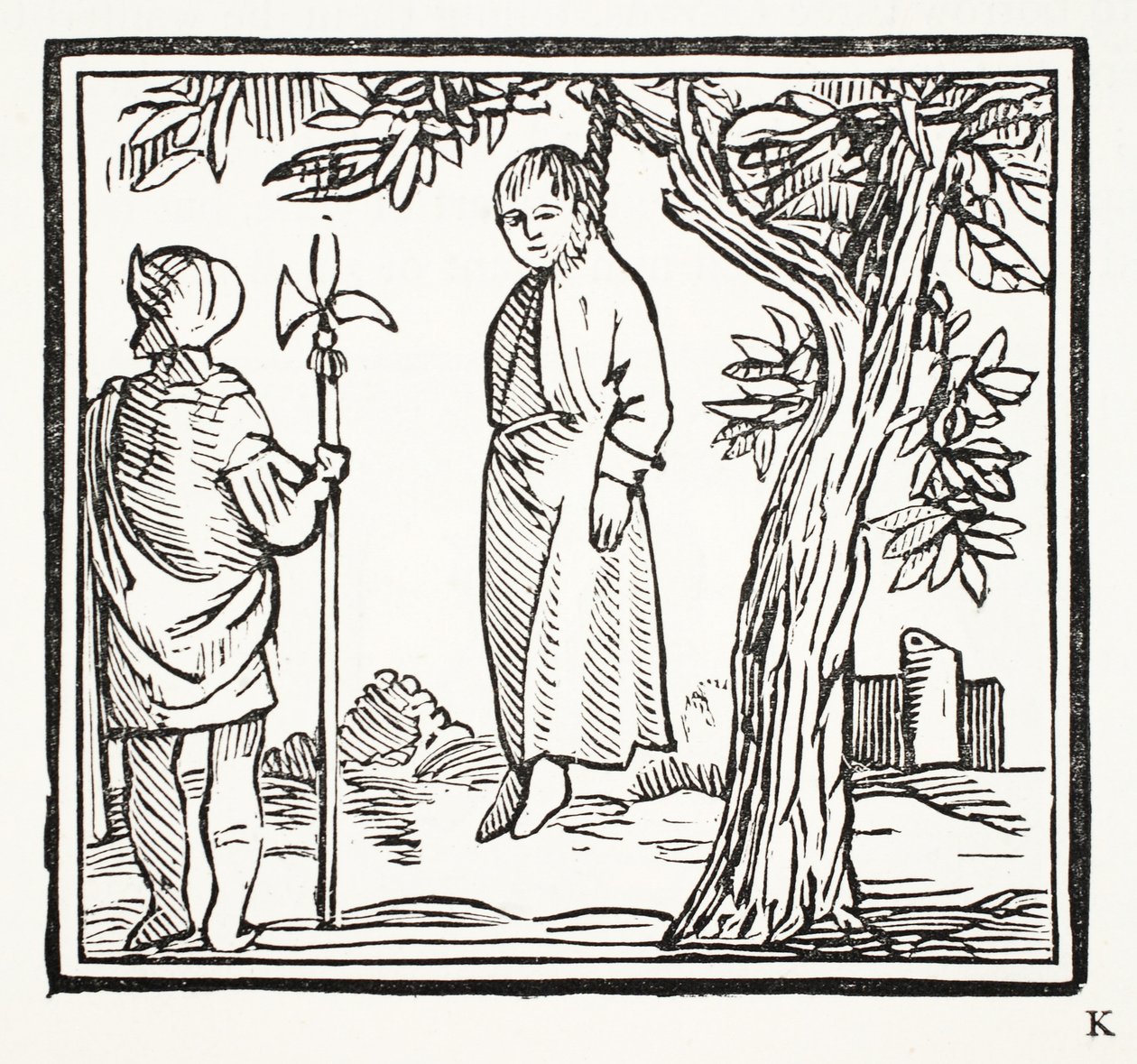 Robert henger seg selv, illustrasjon fra Chap-books of the Eighteenth Century av John Ashton, pub. 1882 av English School