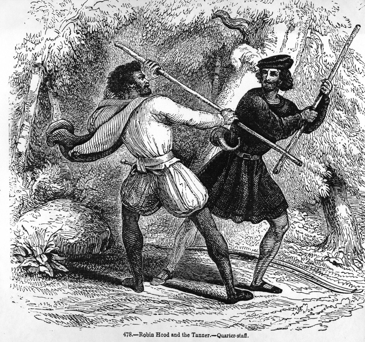Robin Hood and the Tanner med Quarter-staber av English School