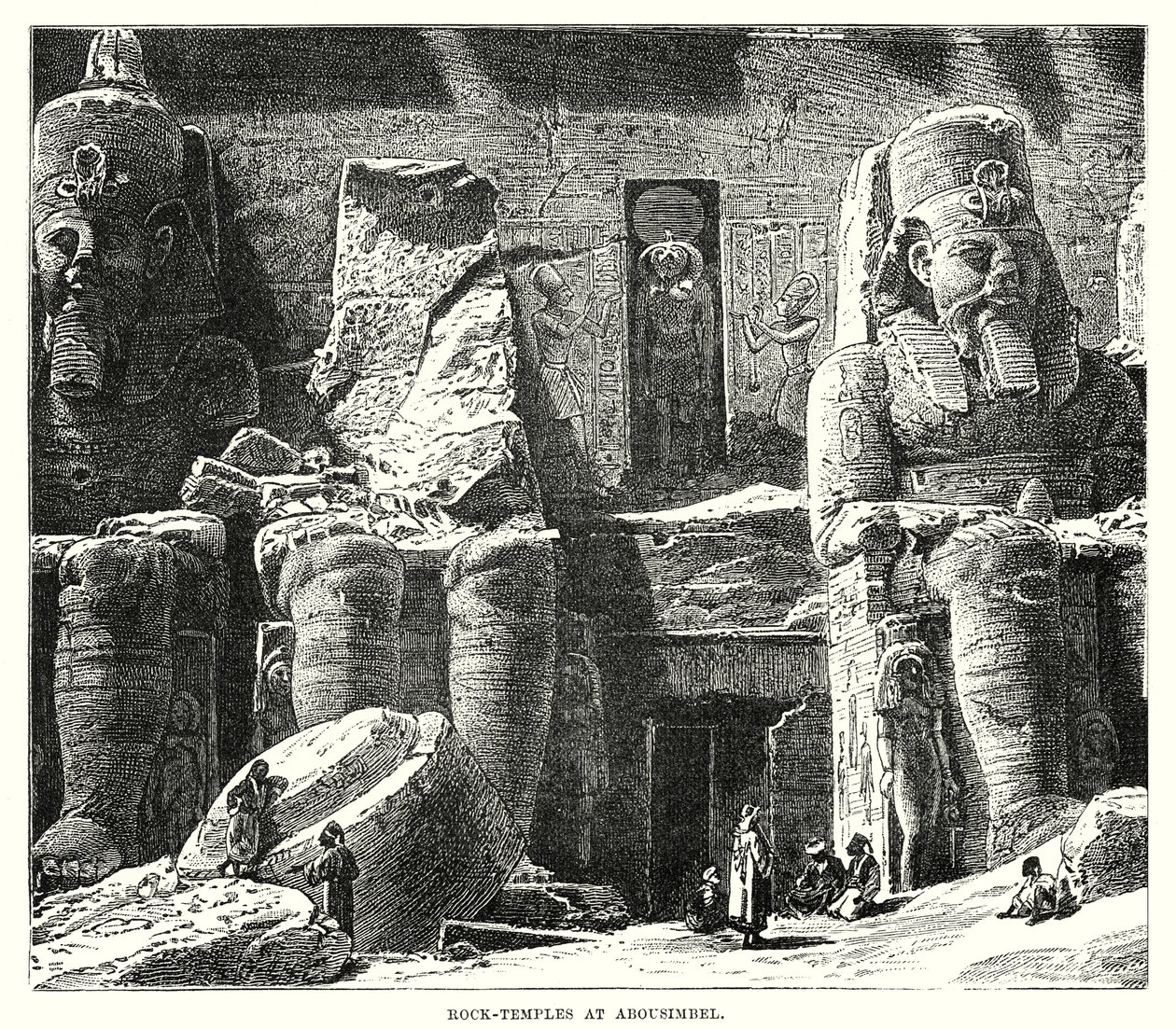 Klippetempler ved Abousimbel (gravering) av English School