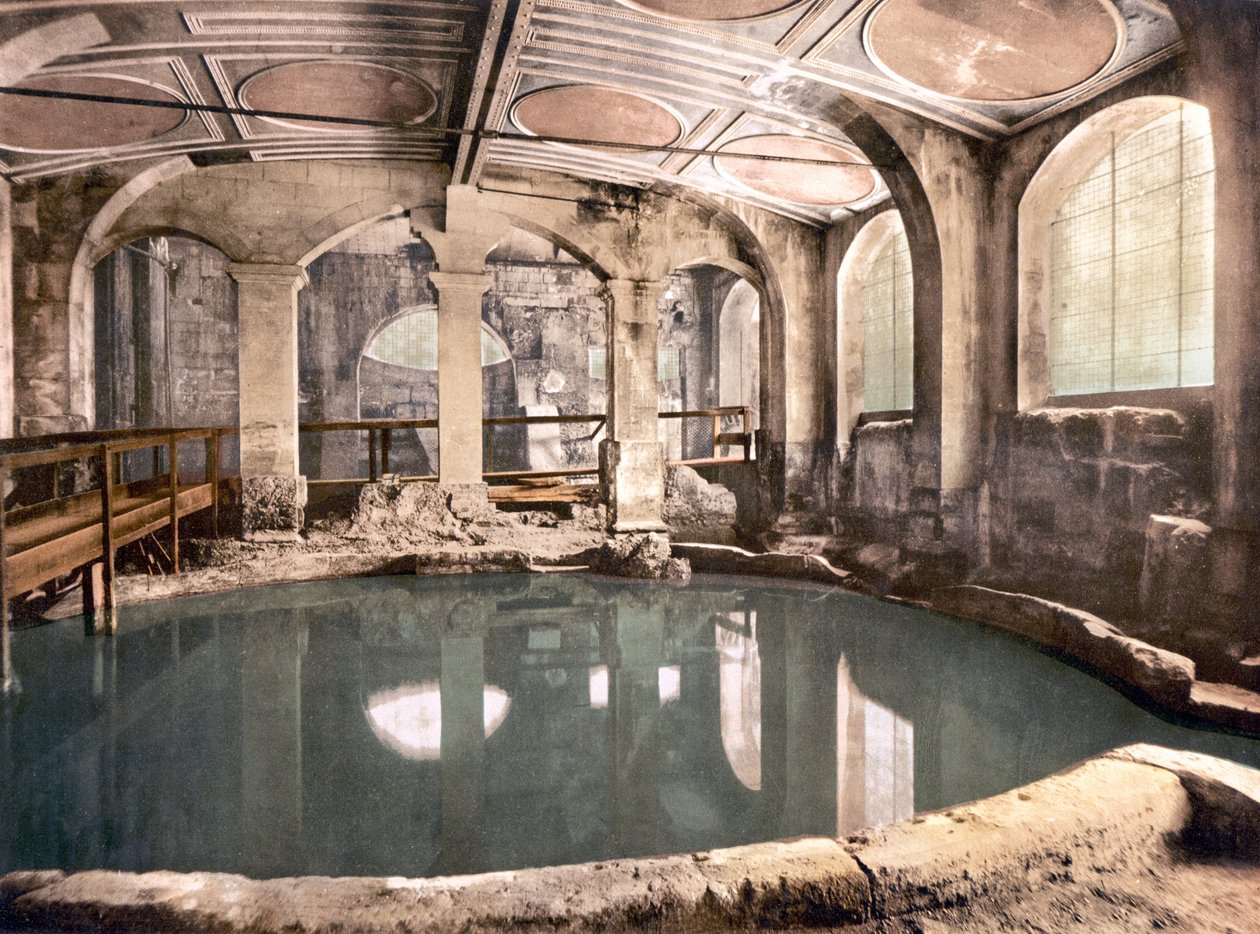 Roman Baths, Bath (håndfarget bilde) av English School