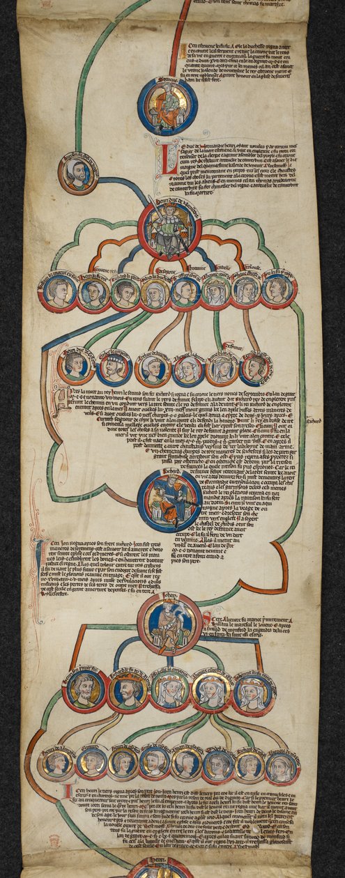 Royal 14 B. VI, Membrane 6, The Royal Genealogy from Steven to John, illustrasjon fra 
