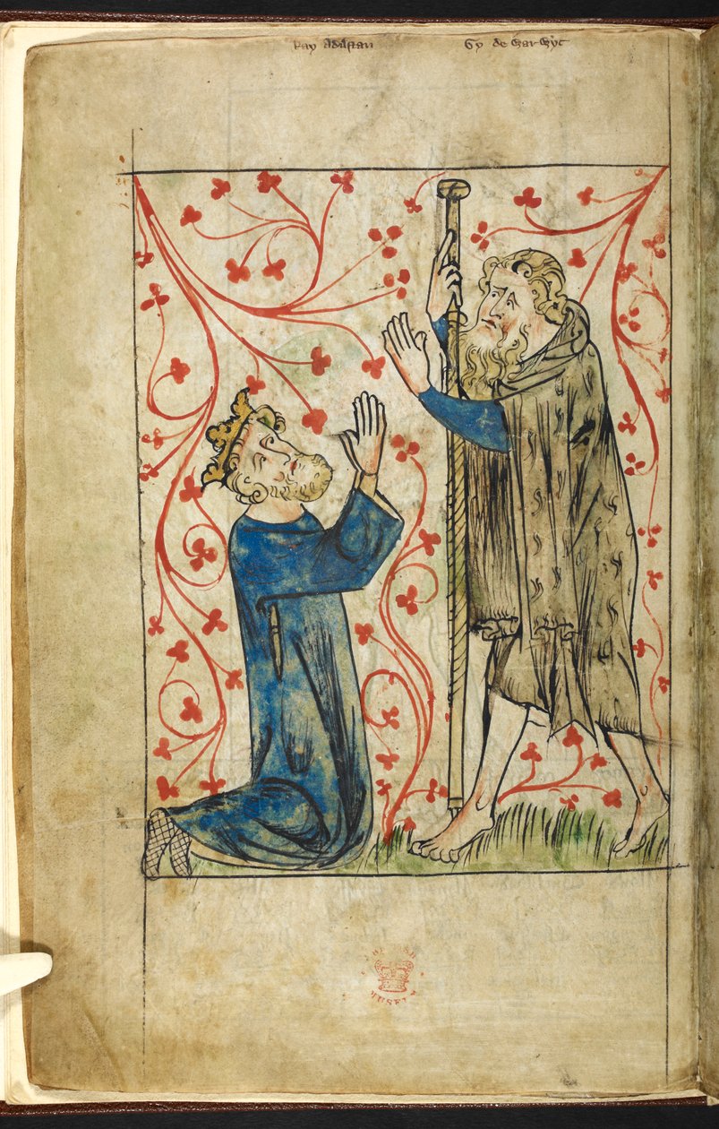 Royal 20 A.II, f.4v Athelstan with Guy of Warwick, fra 