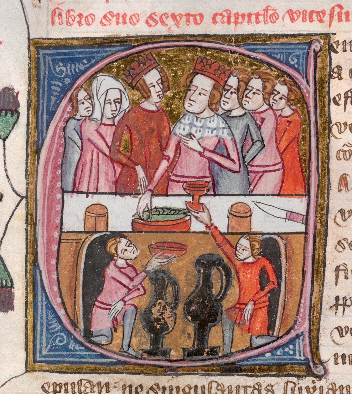Royal 6 E. VI, f.259v, Konger og dronninger fester, fra 