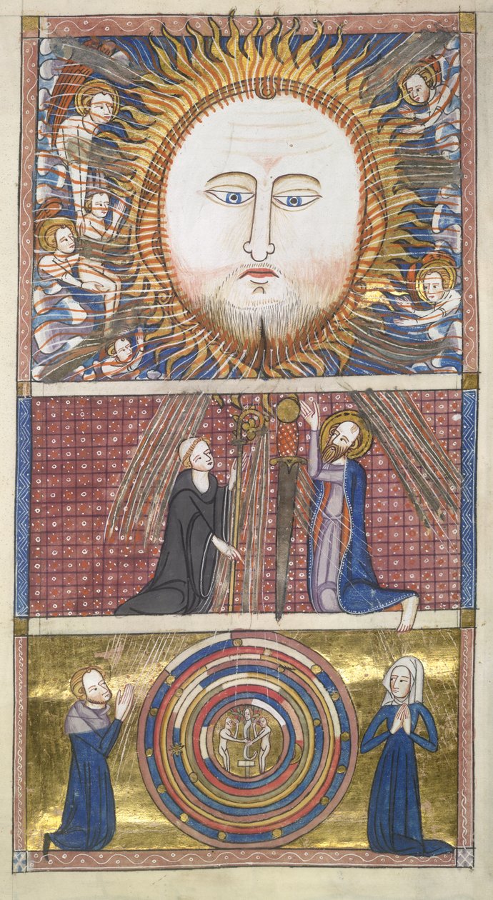 Royal 6 E. VI fol.16 Christ the Sun tiltrekker sjeler, fra Ome Bonum av James le Palmer av English School