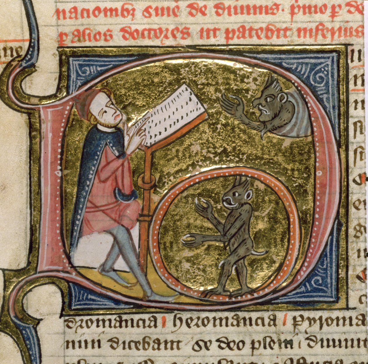 Royal MS 6E VI fol.535v A Magician Summoning Demons, fra 