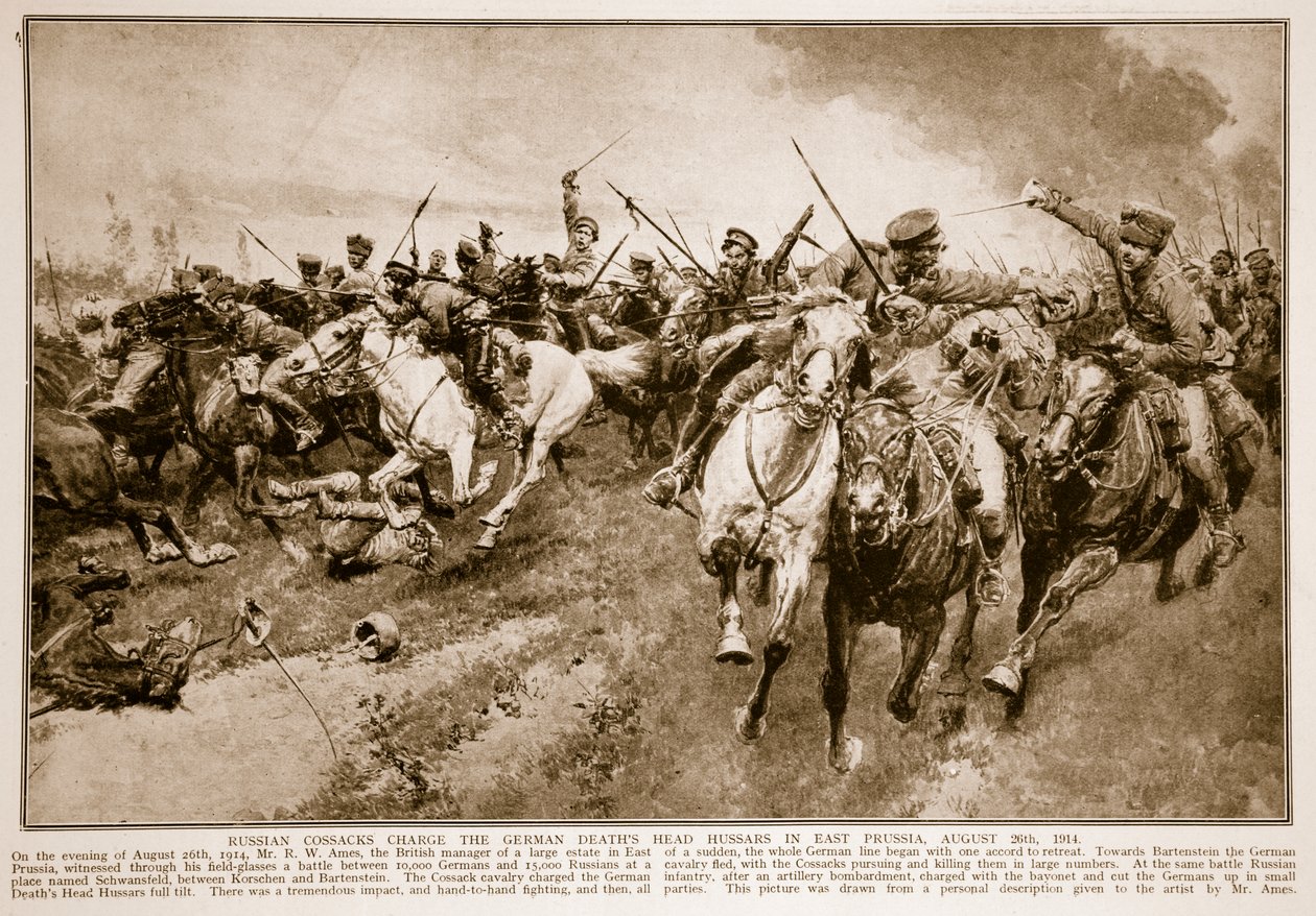 Russiske kosakker anklager de tyske dødslederhusarene, 1914-19 av English School