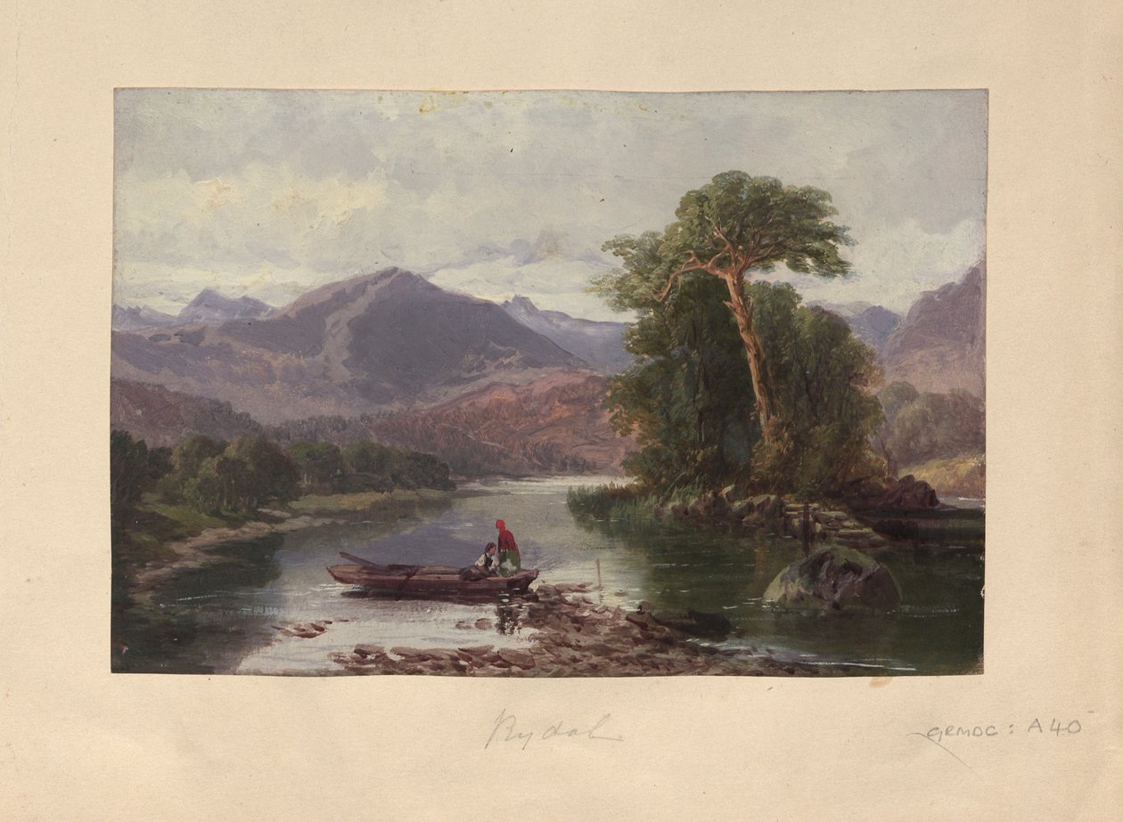 Rydal Water (olje på papir) av English School