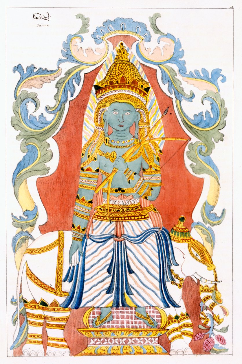 Saman Dewa Raja, Four Hill Guards, fra The History and Doctrine of Buddhism av Edward Upham, 1829 av English School