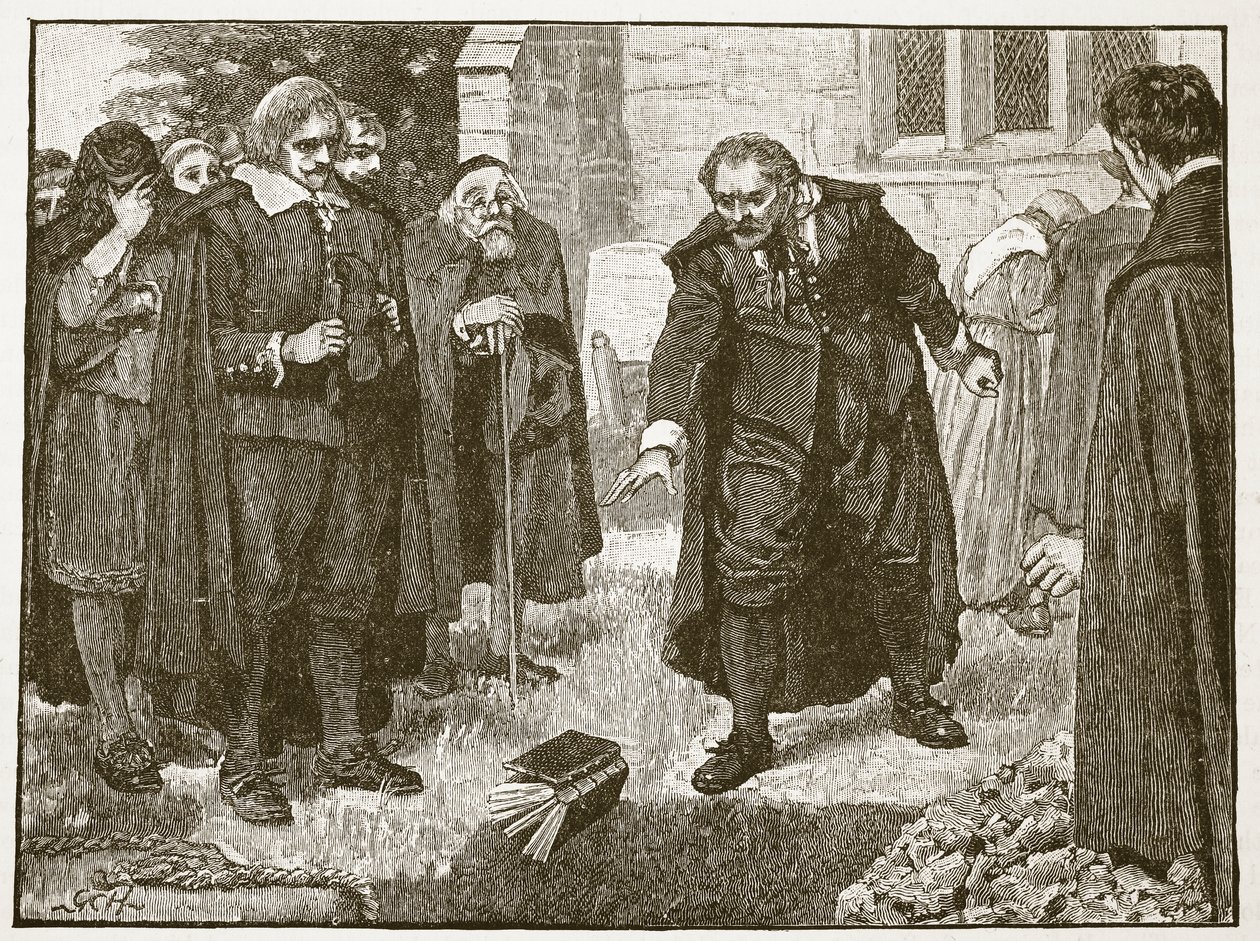 Scene ved begravelsen til Chillingworth, illustrasjon fra Cassells Illustrated History of England (sepiafoto) av English School