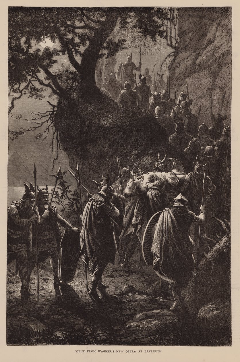 Scene fra Wagners nye opera i Bayreuth (gravering) av English School