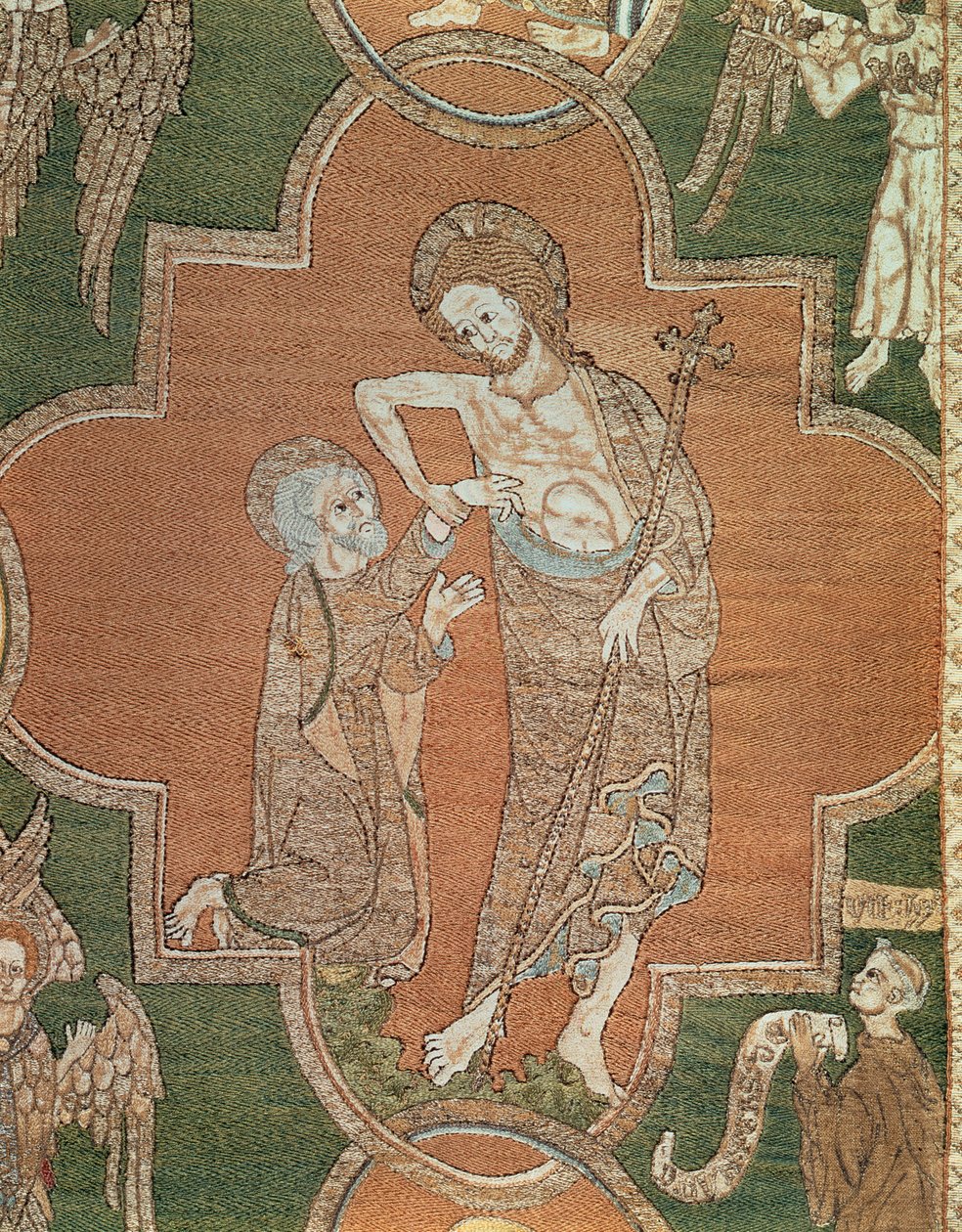 Scene fra Kristi liv, detalj fra Syon Cope, 1300-20 (lin brodert med metalltråder og silke) av English School