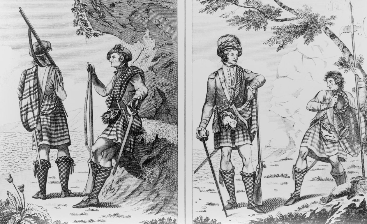 Scottish Soldiers of the Highlands og An Highland Officer and Serjeant av English School