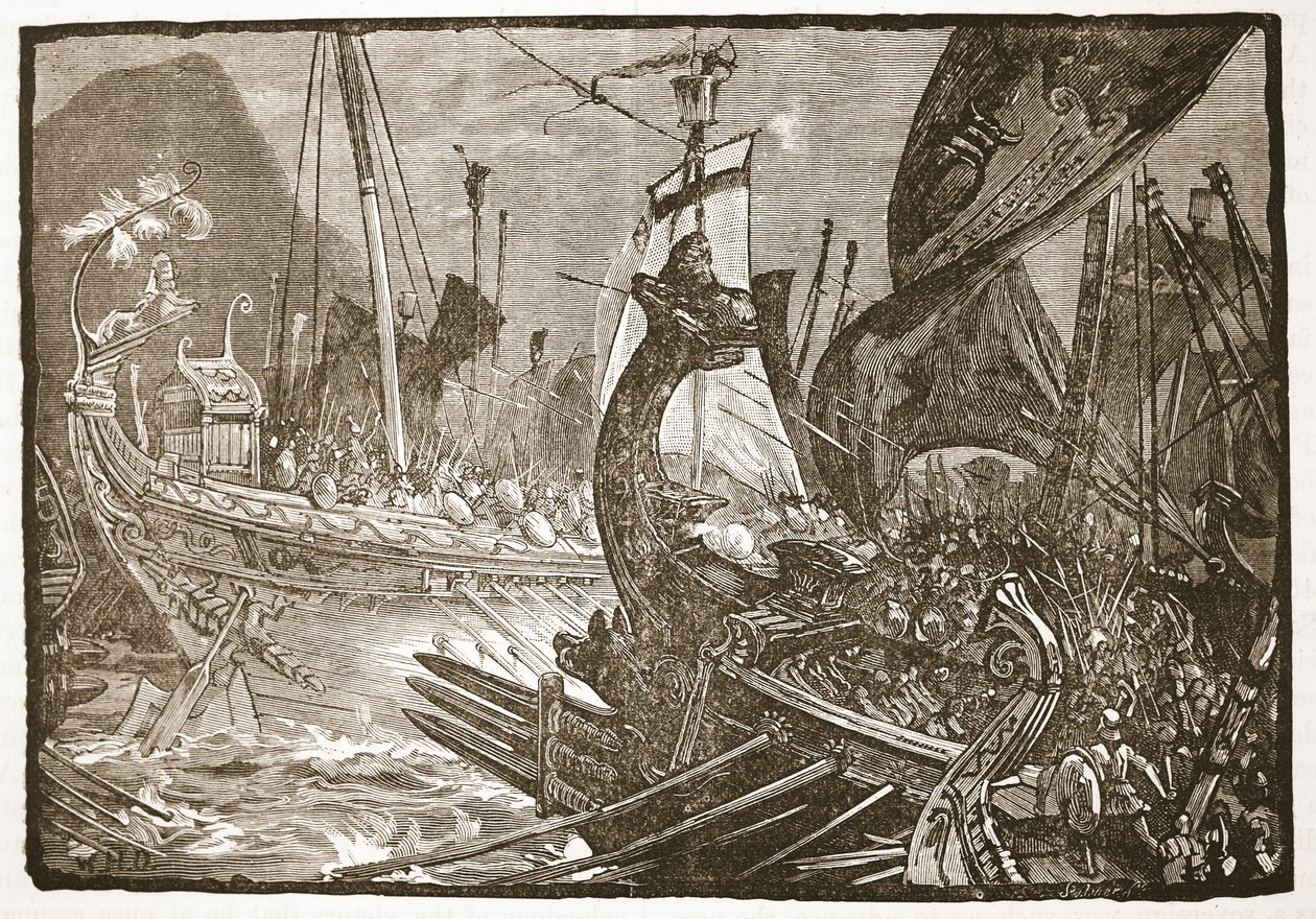 Sjøkamp mellom Ptolemaios og Demetrius Poliorcetes utenfor Salamis av English School