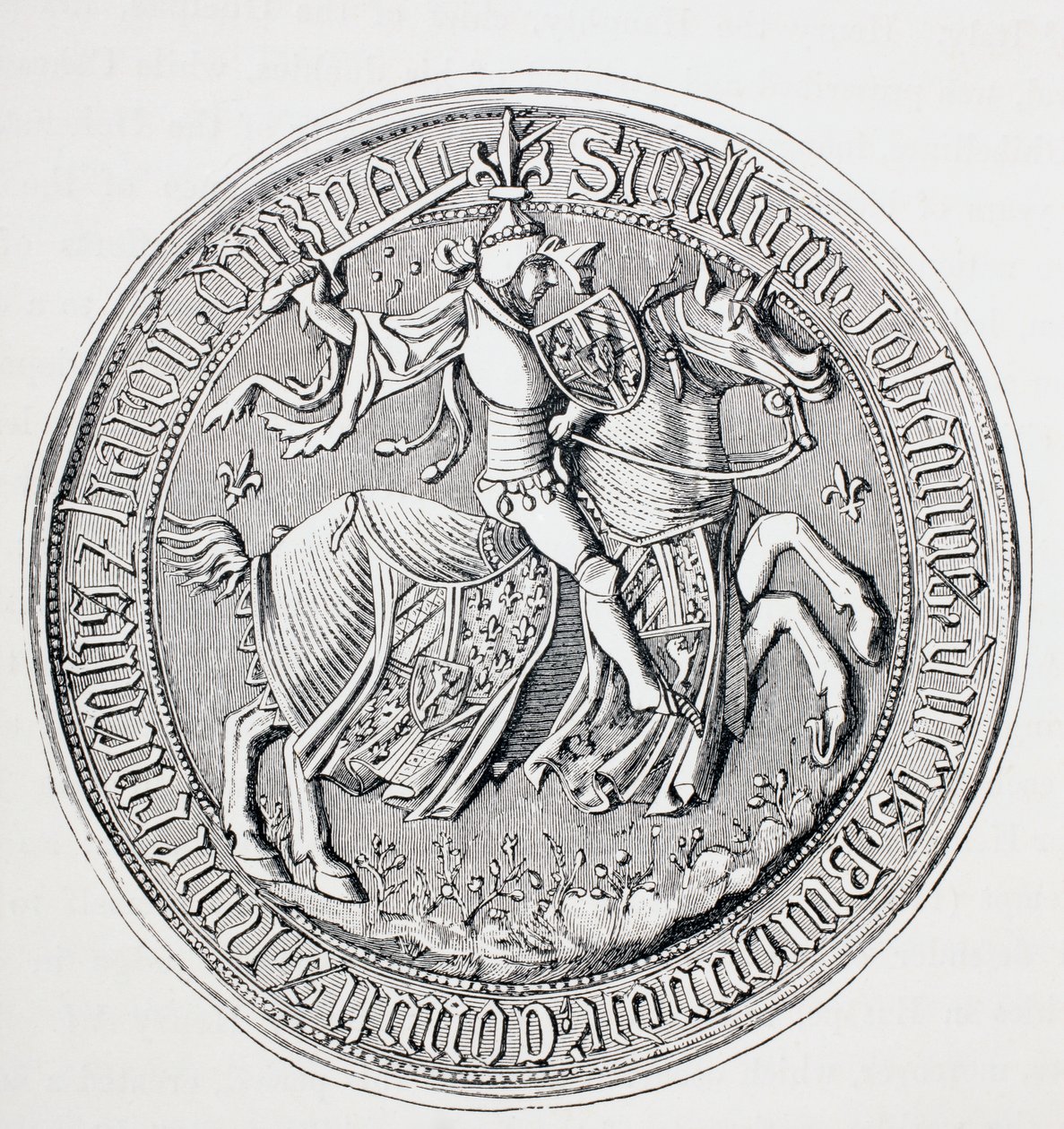 Segl av Jean II, hertug av Burgund, greve av Nevers og baron av Donzy, ca. 1880 av English School