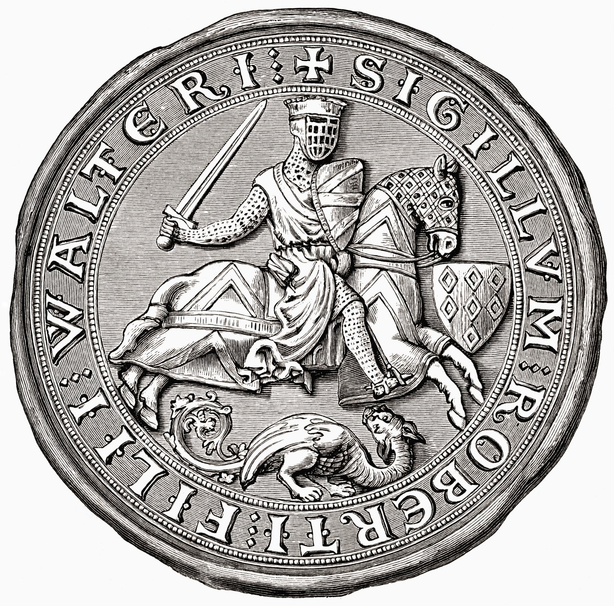 Seal of Robert Fitzwalter, fra A Short History of the English People av J. R. Green, utgitt 1893 av English School