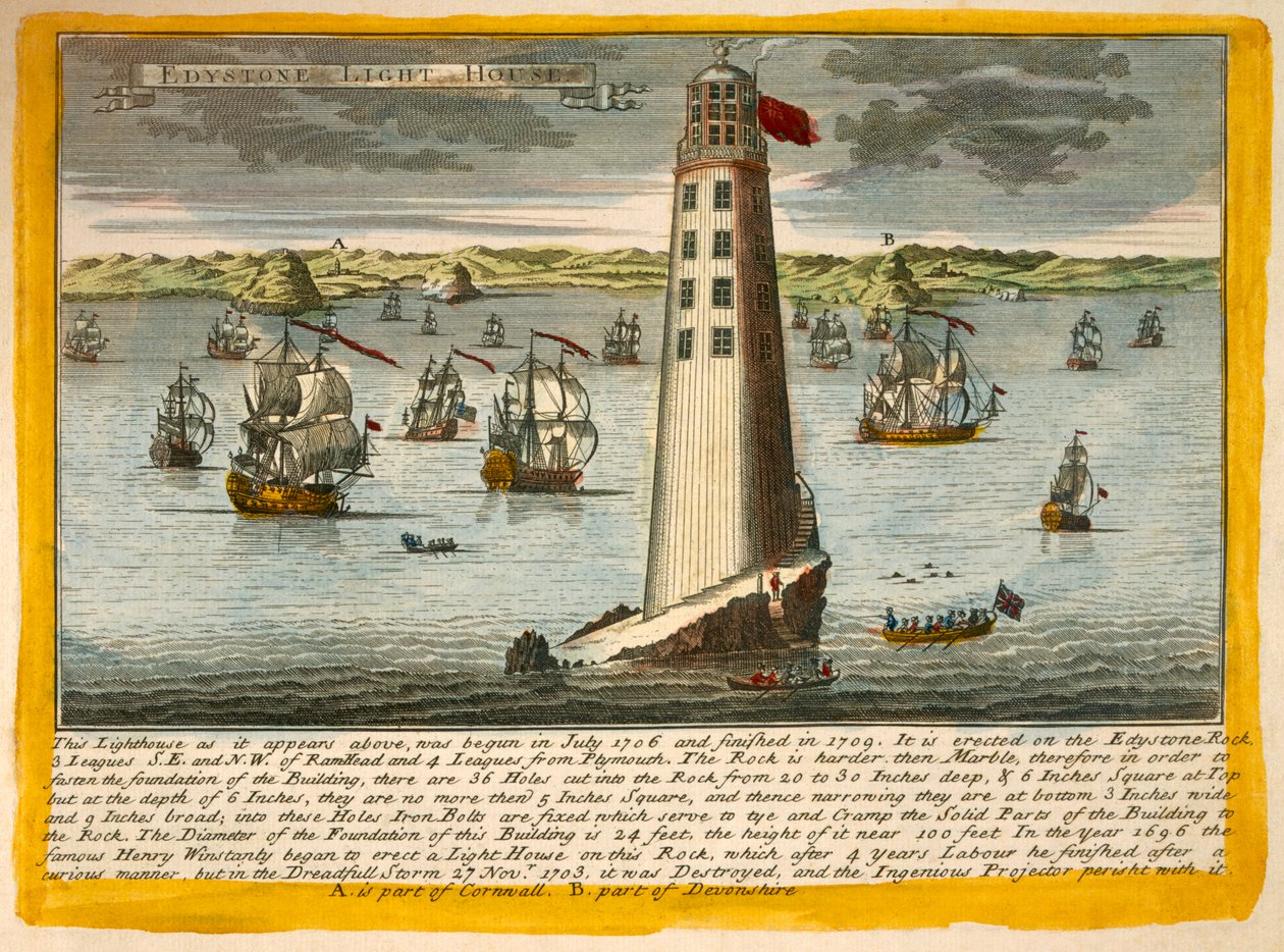 Andre Eddystone fyrtårn, nær Plymouth av English School