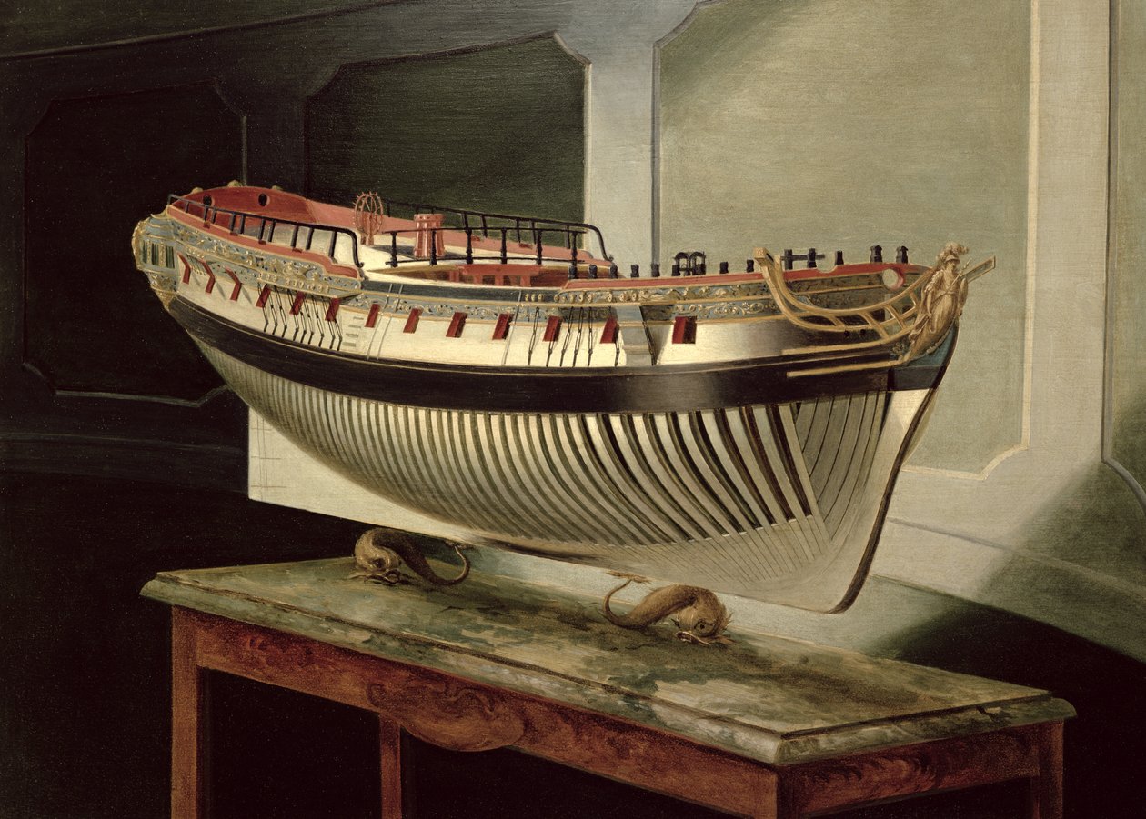 Skipsportrett, av en 36- eller 38-kanons fregatt, ca. 1775 av English School