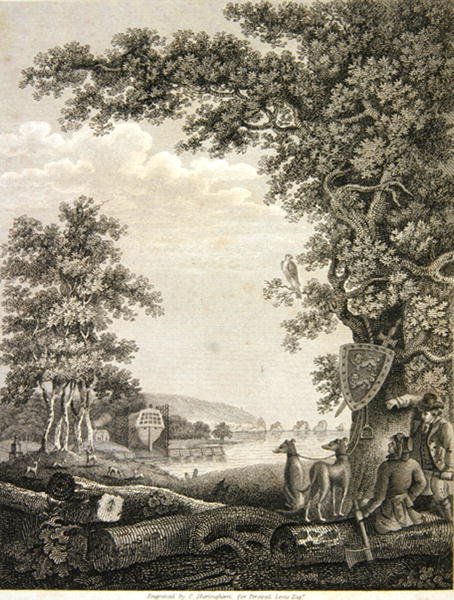 Skipsbyggere i New Forest, gravert av C.Sheringham for Percival Lewis (gravering) av English School
