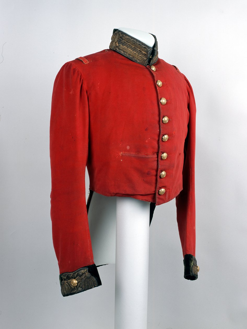 Korthalekappe, 5. (Prinsesse Charlotte av Waless) Dragoon Guards, ca. 1854 (ullduk, gulltråd og brodert ornament) av English School