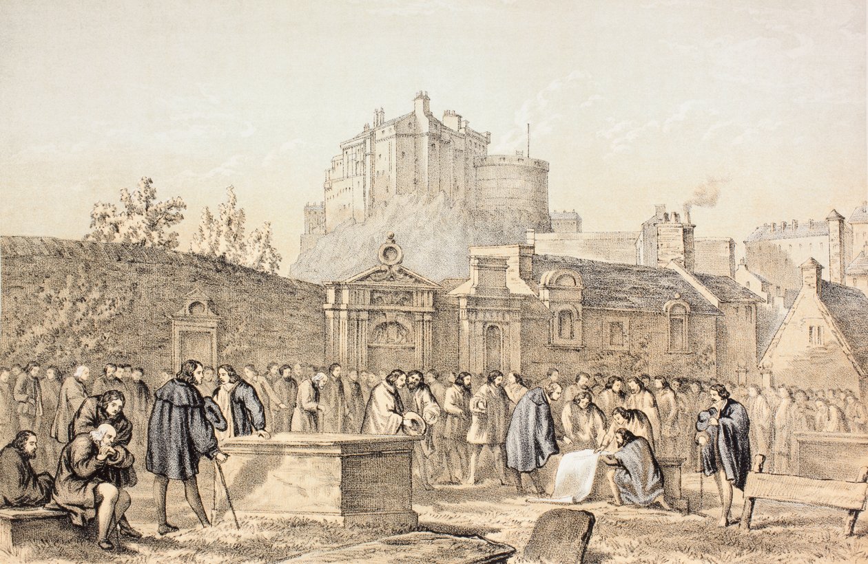 Signering av pakten i Greyfriars Churchyard, Edinburgh i 1638, fra 