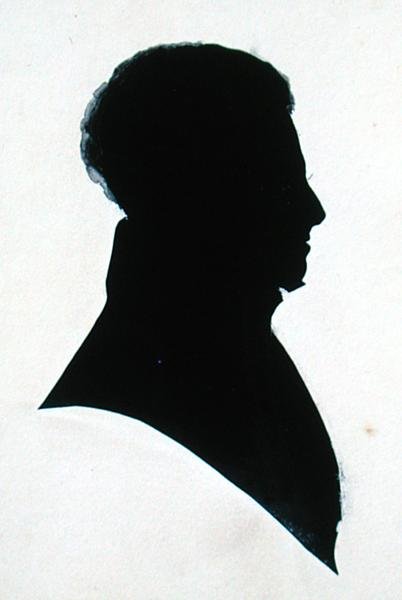 Silhouette of GB, fra Michael Faradays utklippsbok (blekk på papir) av English School