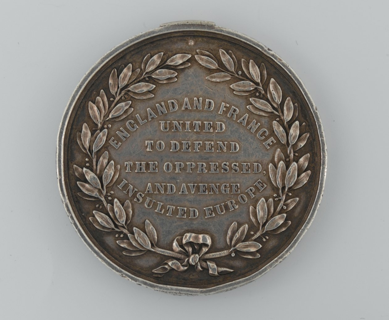 Sølv Patriotic Fund-medalje til minne om alliansen mellom England og Frankrike 1854, tildelt av ordføreren i Dover, 1855 av English School