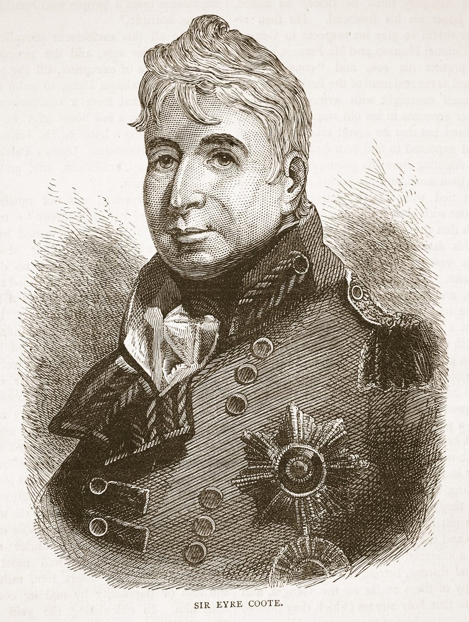 Sir Eyre Coote, illustrasjon fra Cassells Illustrated History of India av James Grant, pub. 1879 av English School