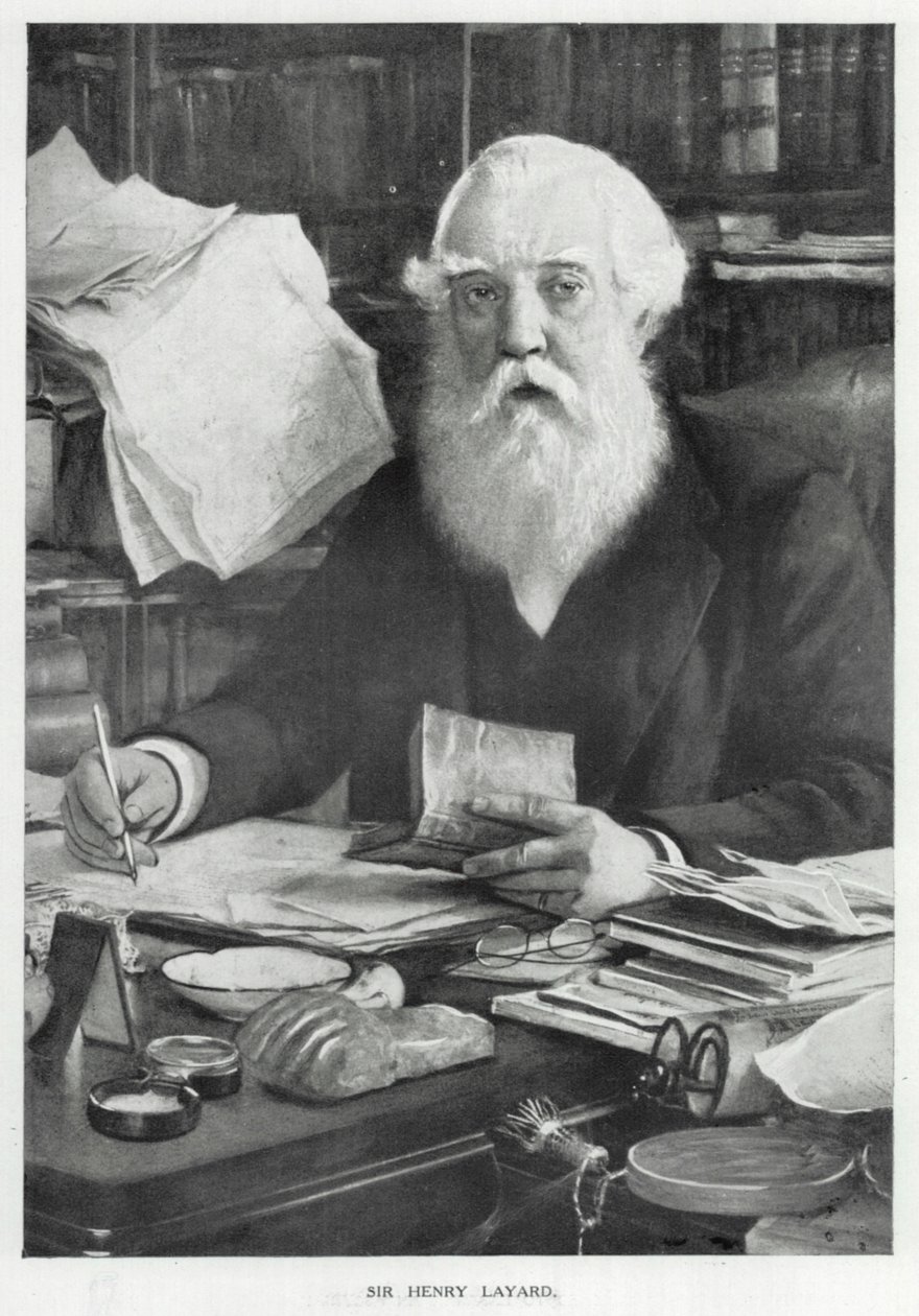 Sir Henry Layard (lito) av English School
