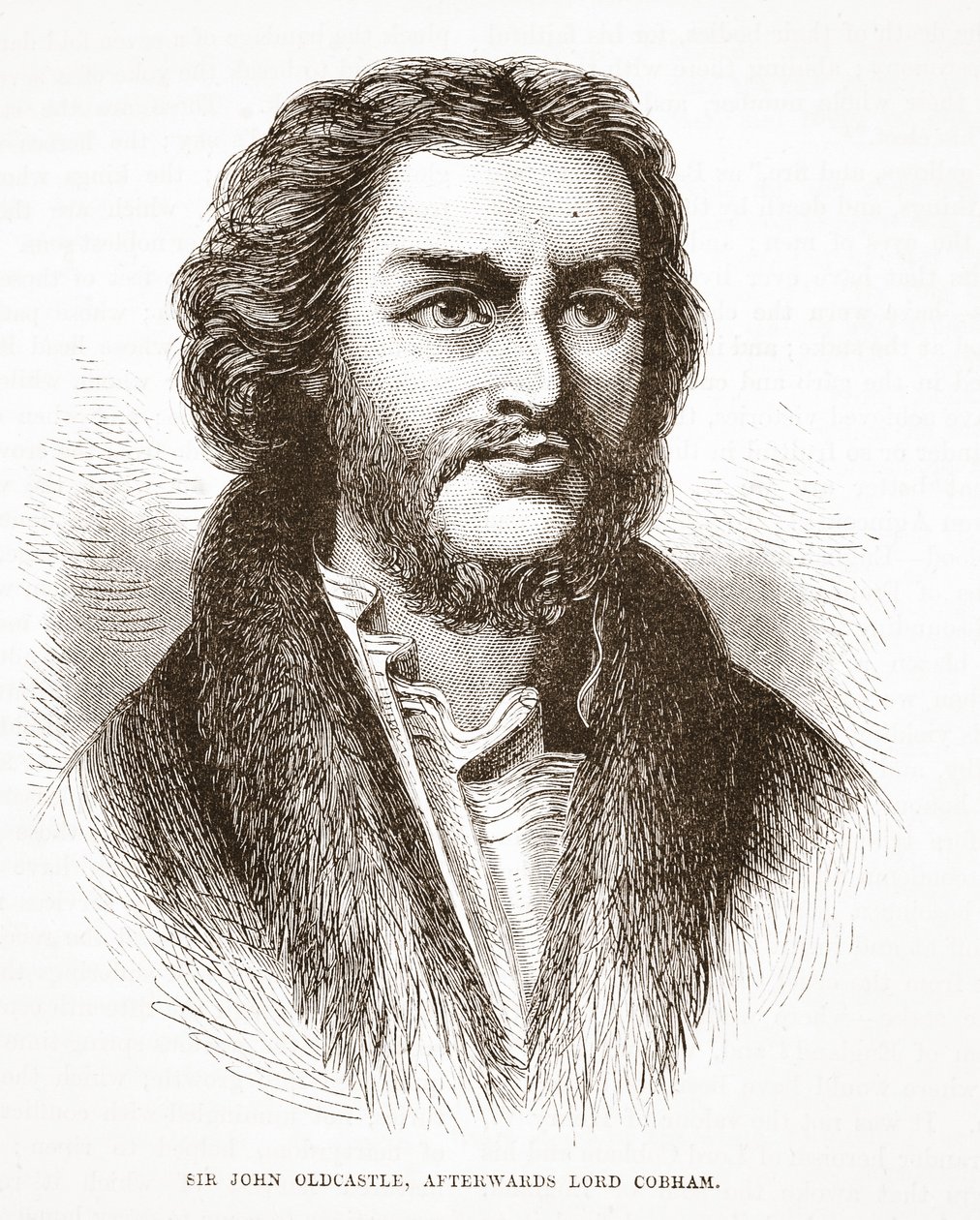 Sir John Oldcastle, etterpå Lord Cobham, illustrasjon fra The History of Protestantism av James Aitken Wylie (1808-1890), pub. 1878 av English School