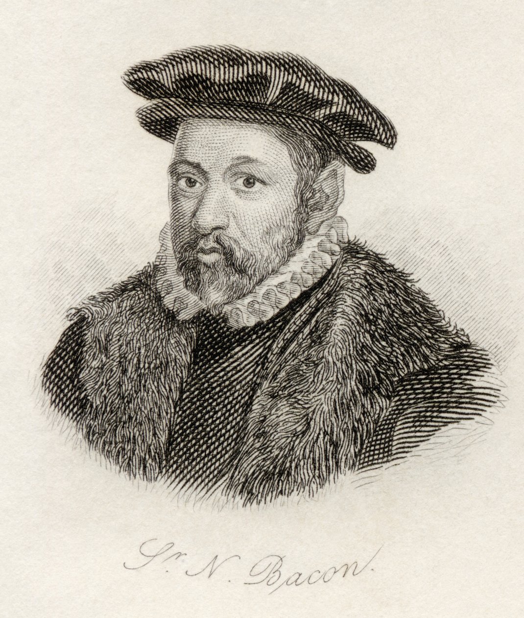 Sir Nicholas Bacon, fra 'Crabb's Historical Dictionary', utgitt 1825 av English School