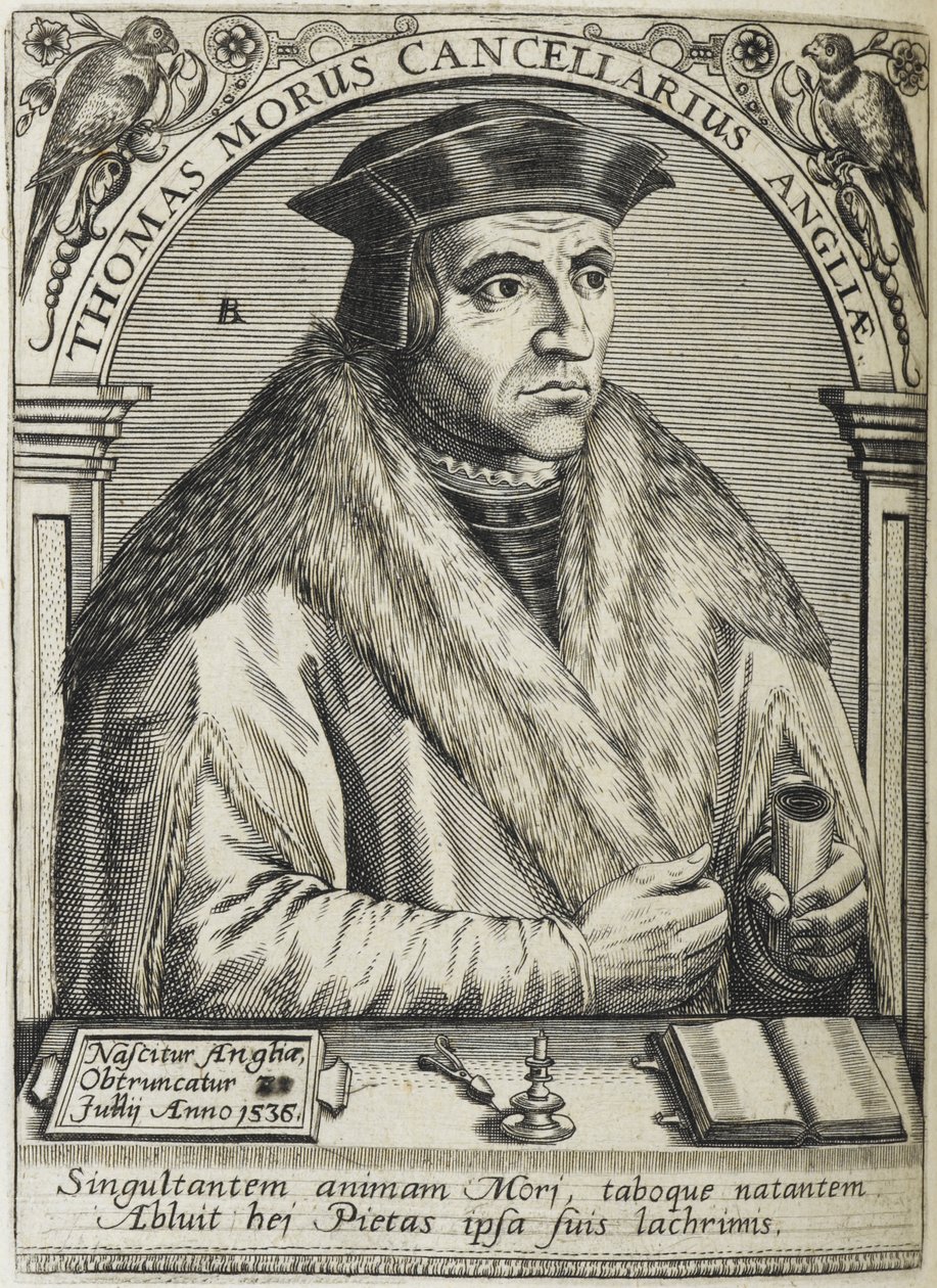 Sir Thomas More, Saint, illustrasjon fra "Ikoner til femti menn med berømmelig læring og læring ..." av English School
