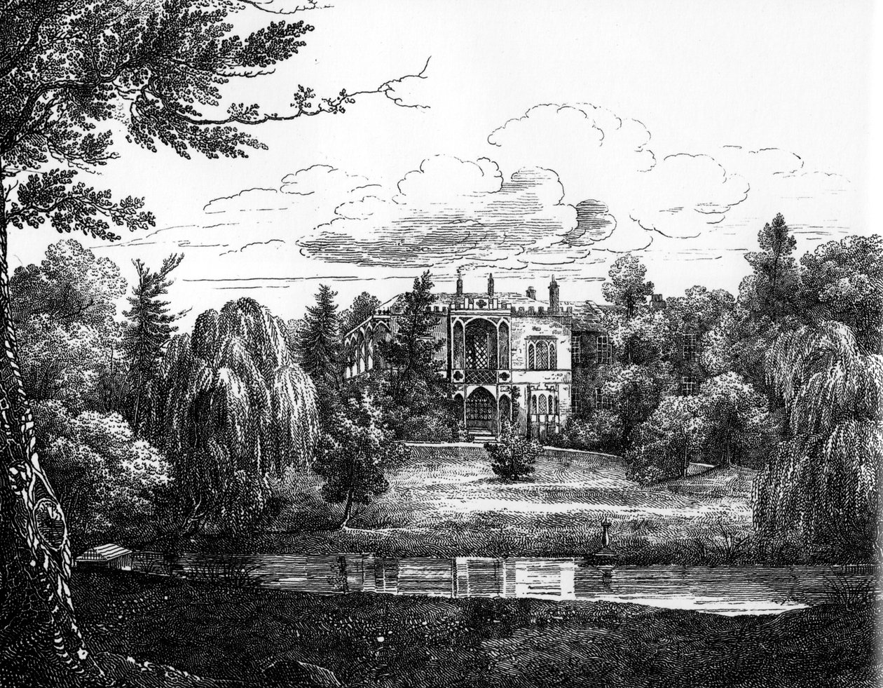 Skisse av Greenbank House, Liverpool av English School