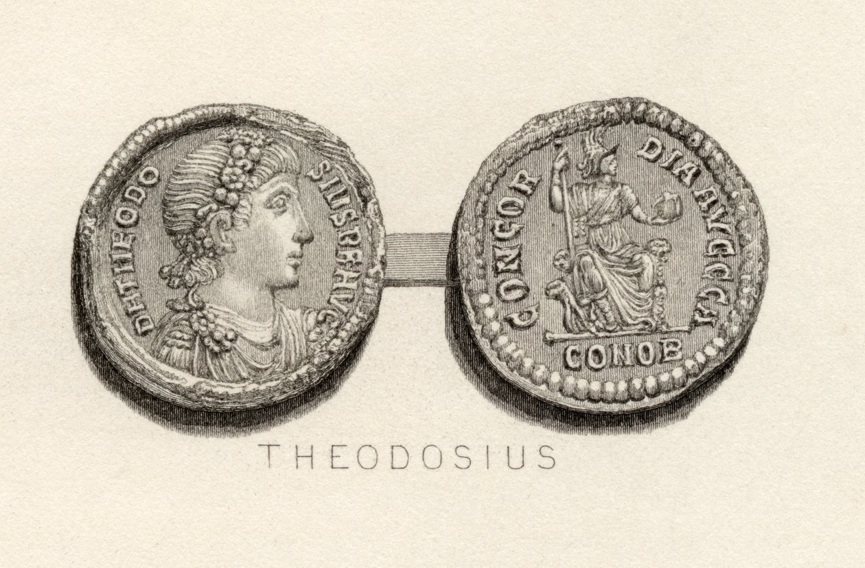 Solidus-mynt fra Theodosius den stores tid av English School